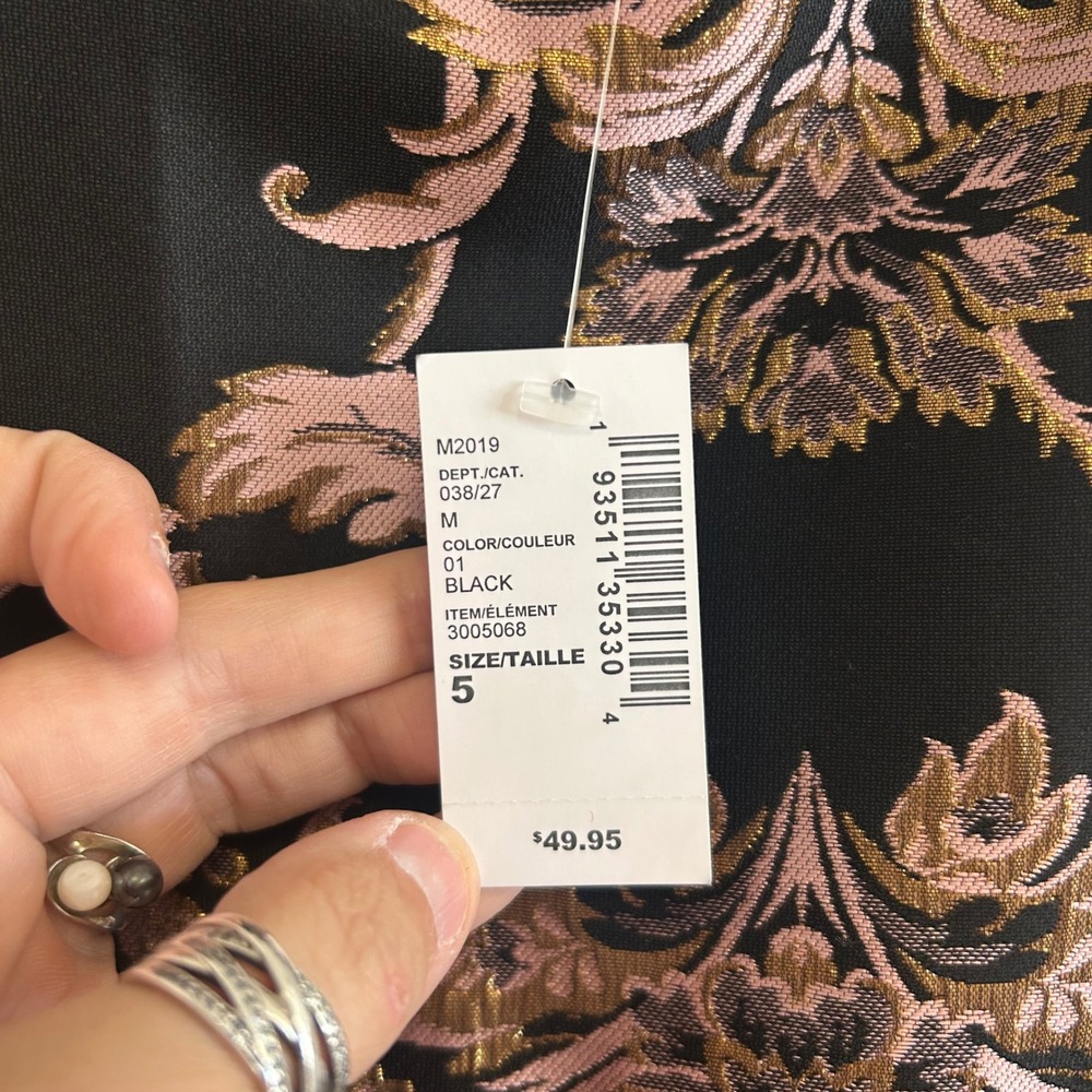 Childrens‎ Place Black Gold Floral Brocade Dress Party Holiday Occasion Size 5 - Picture 6 of 6